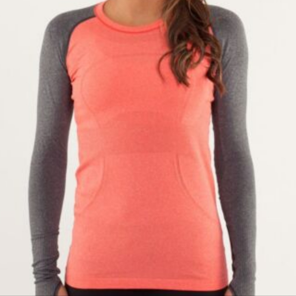 Lululemon Run Swiftly Salmon Charcoal Contrast Se… - image 1